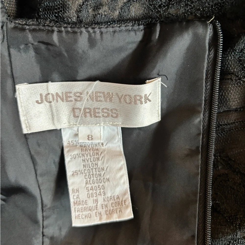 Jones New York Vintage  Elegant Black Dress‎ Lace Overlay Size 8 - Picture 9 of 10